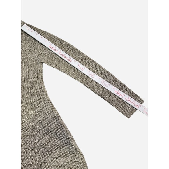 Chico’s Tonal Shine Sweater Size 1 Medium Taupe Tan Metallic Sequins Pullover - Picture 7 of 9